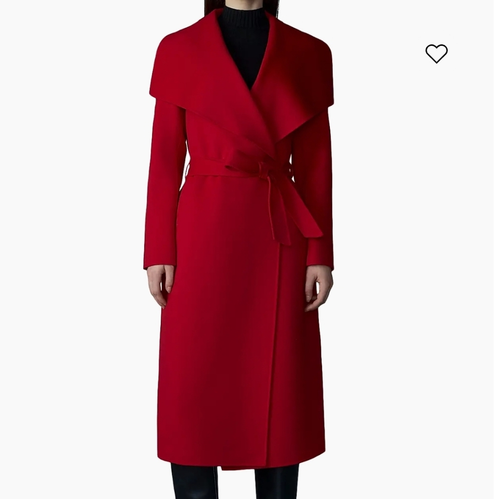Mackage Mai Pure Wool Dark Red Wrap Coat